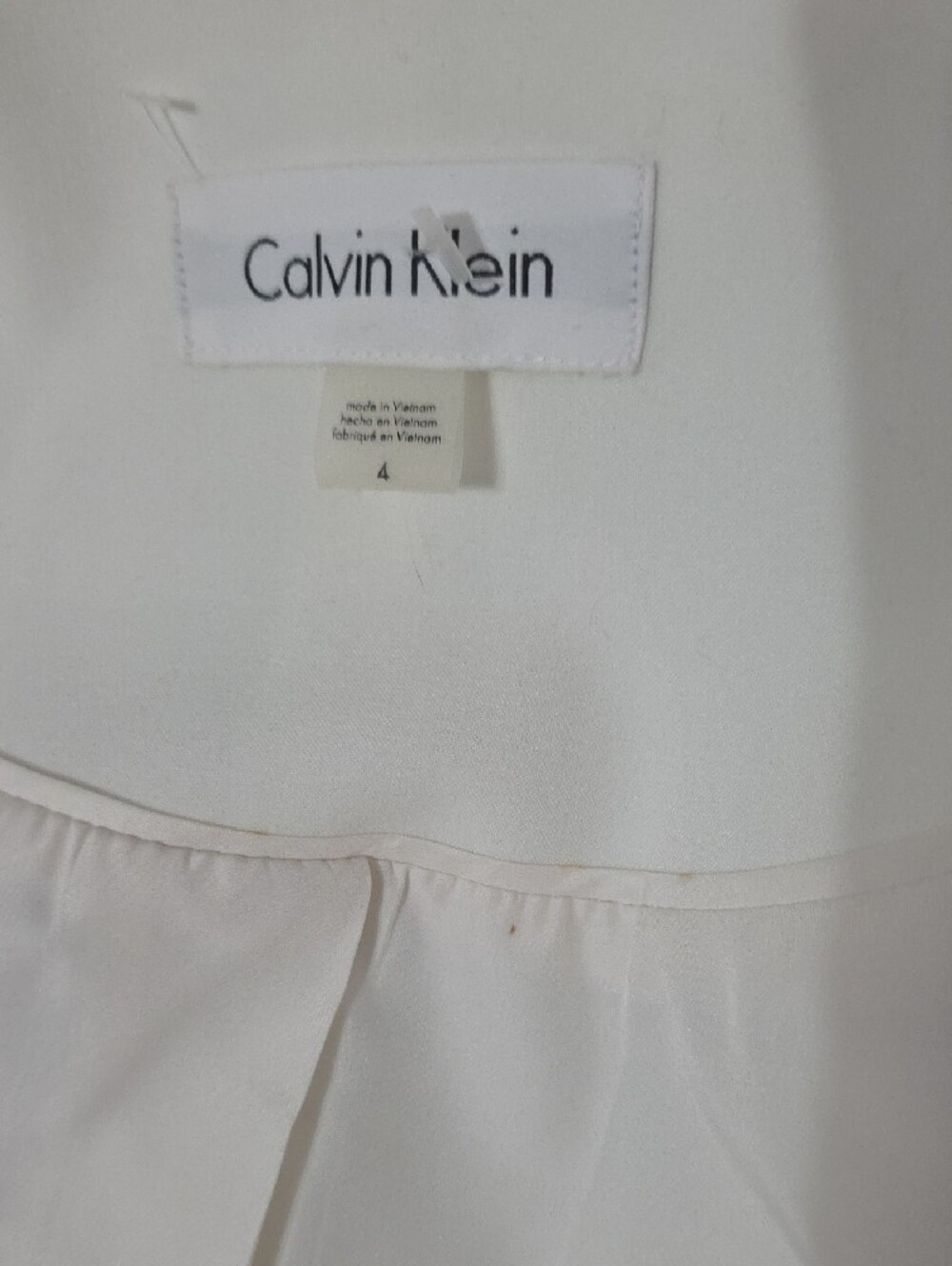 Calvin Klein Ivory Collarless Long Stud-Trim Blazer - Picture 4 of 5